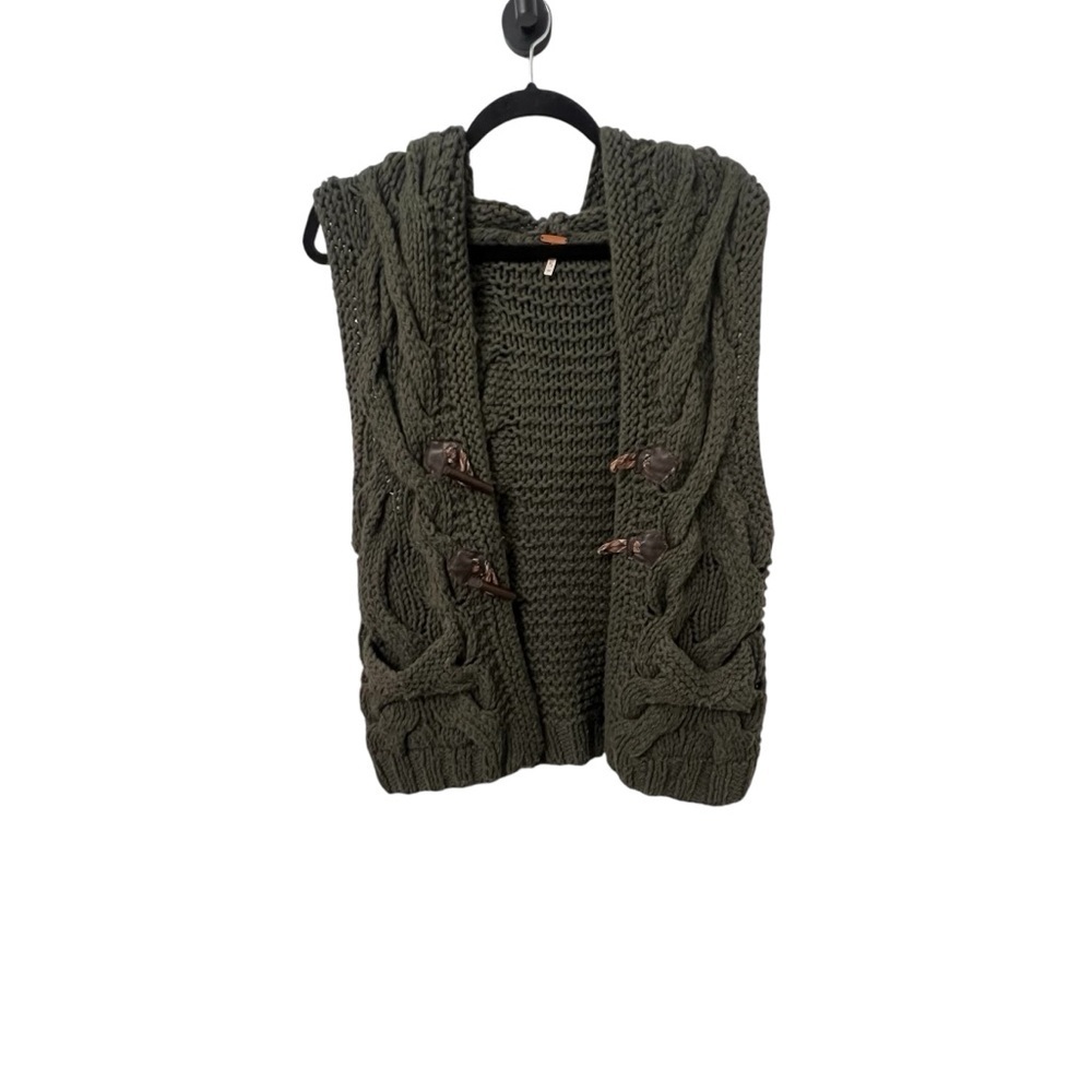 Free People Green Cable Knit Sweater Vest